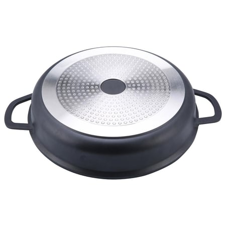 قدر قلي المونيوم بطبقة غير لاصقة 45 سم - متين ويوزع الحرارة بالتساوي، سهل التنظيف، آمن وسهل الحمل،ضمان سنتان