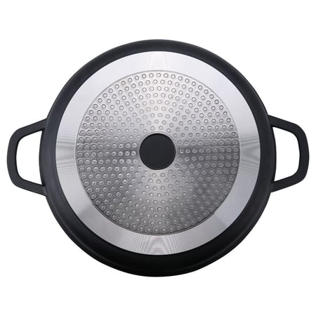 قدر قلي المونيوم بطبقة غير لاصقة 45 سم - متين ويوزع الحرارة بالتساوي، سهل التنظيف، آمن وسهل الحمل،ضمان سنتان