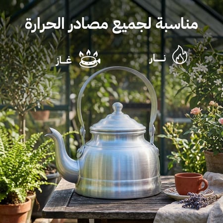 ابريق شاهي المونيوم مطور 1.1 لتر، آمن صحيا،ضمان سنتان