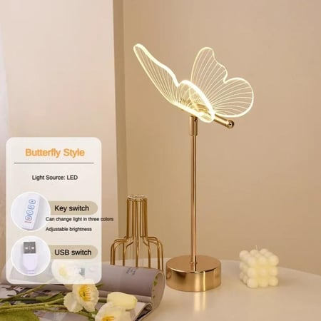 مصباح الجدول LED بتصميم الفراشة