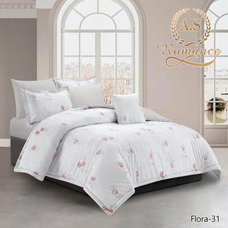 مفرش قطن مفرد ونص فلورينا 5قطع