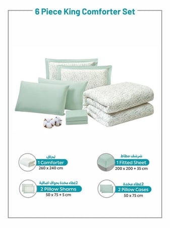 مفرش نورش وجهين قطن 100% مزدوج 6 قطع