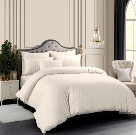 مفرش فندقي مزدوج - 9 قطع-كريمي