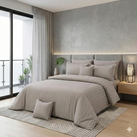 مفرش الغيمه  الفندقي كوين 5 قطع - رمادي