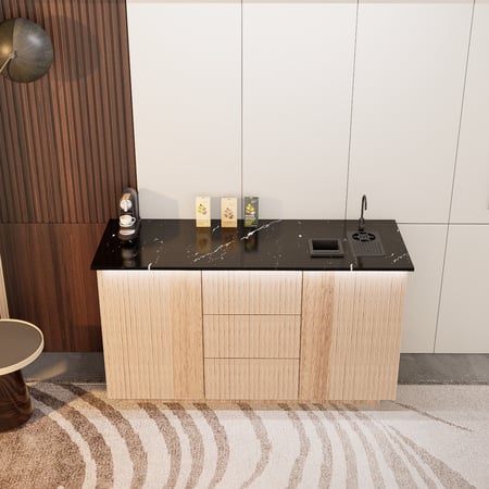 بكج ركن القهوة بتكسية انيقة, شامل الاضاءة والحنفية والرينزر والسلة والمضخة