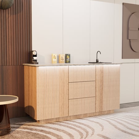 بكج ركن القهوة بتكسية انيقة, شامل الاضاءة والحنفية والرينزر والسلة والمضخة