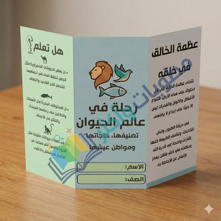مطوية الحيوانات ومساكنها صف أول ابتدائي PDF