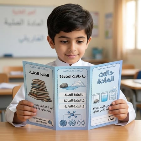 مطوية حالات المادة علوم ثالث ابتدائي