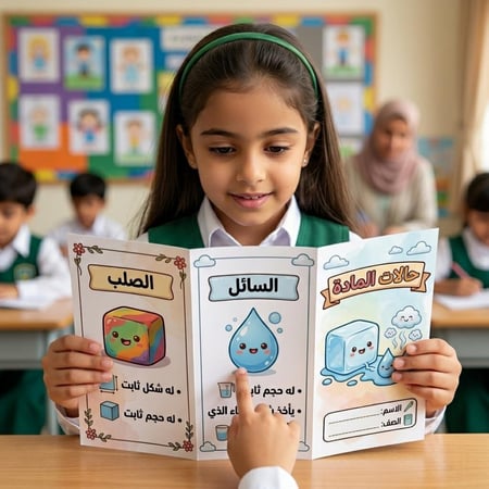 مطوية حالات المادة علوم ثاني ابتدائي