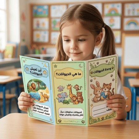 مطوية وحدة الحيوانات لغتي أول ابتدائي