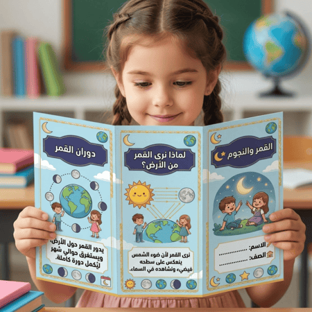 مطوية القمر والنجوم علوم صف ثاني ابتدائي