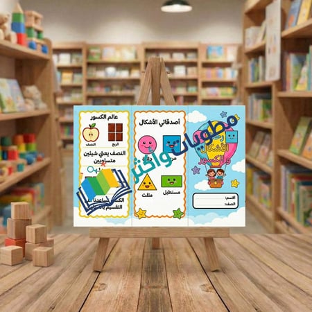 مطوية رياضيات النصف الرابع الأشكال الهندسية والكسور أول ابتدائي