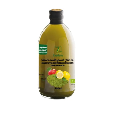 خل التفاح العضوي بالليمون والماتشا 500 جم