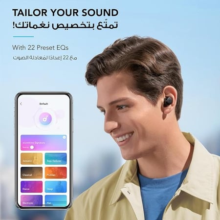 سماعة اذن لاسلكية مقاومة للماء من شركة soundcore ( أنكر ) - اللون أسود