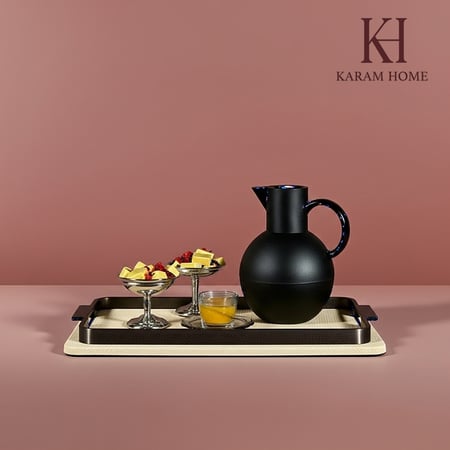 صينية تقديم جلد باللون البيج