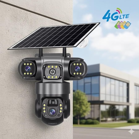 كاميرات طاقة شمسية بثلاث عدسات وبنظام الشريحة 4G