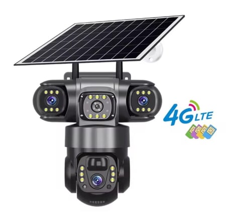 كاميرات طاقة شمسية بثلاث عدسات وبنظام الشريحة 4G