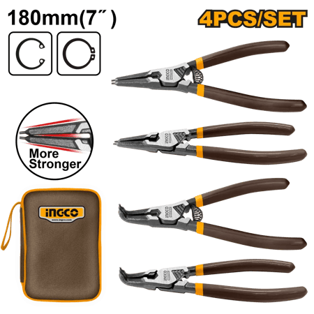 طقم كماشات حلقات تثبيت إنكو 7 إنش – 4 قطع مع شنطة