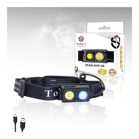 كشاف راس Tobys 08 COB ، مصباح LED قابل لإعادة الشحن عبر USB -Headlamp 08