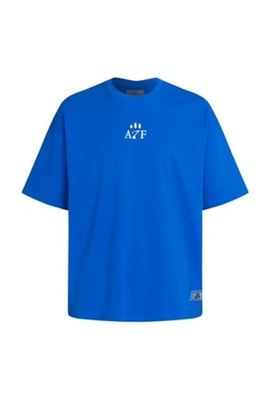 تيشيرت واسع بشعار عزف - كلاسيك  أزرق