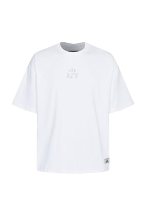 تيشيرت واسع بشعار عزف - كلاسيك أبيض