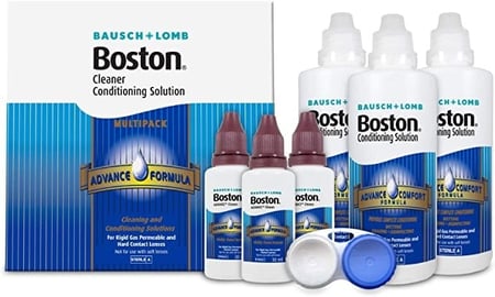 Boston Advance Multipack, 3 x Boston Advance Conditioning Solution, 120ml and 3 x Boston Advance Cleaner, 30ml, Includes Contact Lens Case, Clean and Condition RGP and Hard Lenses محلول العدسات بوستن ادفانس مع المنظف 130x3 مل و30x3 مل