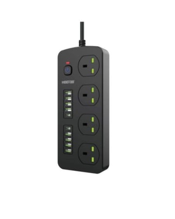 توصيلة كهربائية 4 أفياش و 8 منافذ usb ومنفذين PD - طول 3 متر من هوتو
