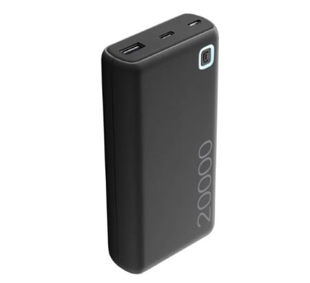 بطارية 20 ألف ميلي تيربو اسرع 3 مرات- من Cellularline - بـ 3 منافذ - أسود