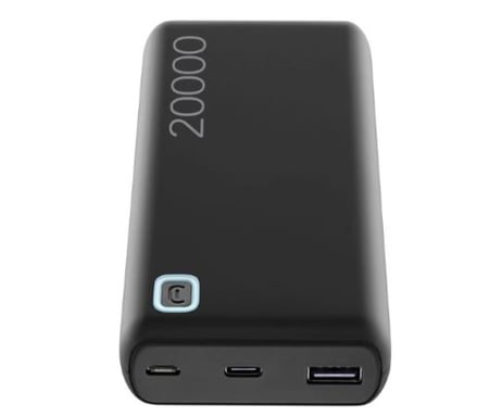 بطارية 20 ألف ميلي تيربو اسرع 3 مرات- من Cellularline - بـ 3 منافذ - أسود