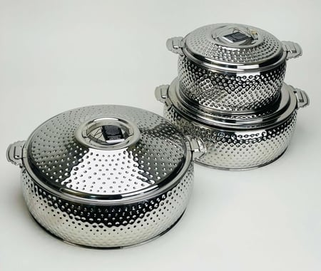 طقم حافظات استيل أحجام متعددة رومانه عريض من بادريق