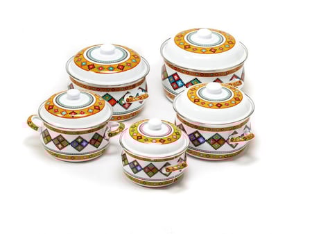 قدور غضار نقشة تراثي طقم 5 قطع