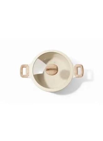 طقم ادوات طهي مكون من قدور ومقالي مطلية بالجرانيت من توب شيف لون بيج