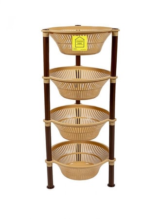 ارفف تخزين بلاستيك 4 أدوار دائرية لون بني