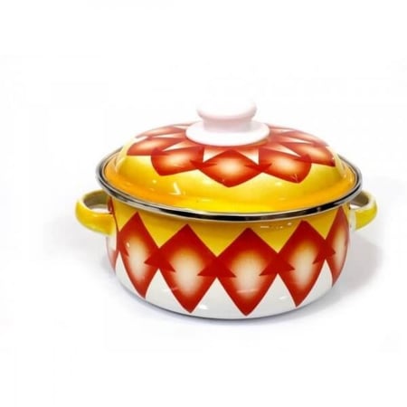 قدور غضار نقشة خضار شنكو طقم 5 قطع لون أحمر