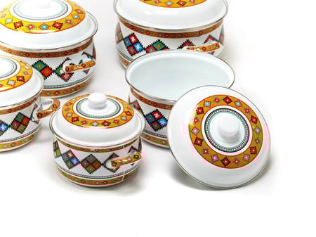 قدور غضار نقشة تراثي طقم 5 قطع