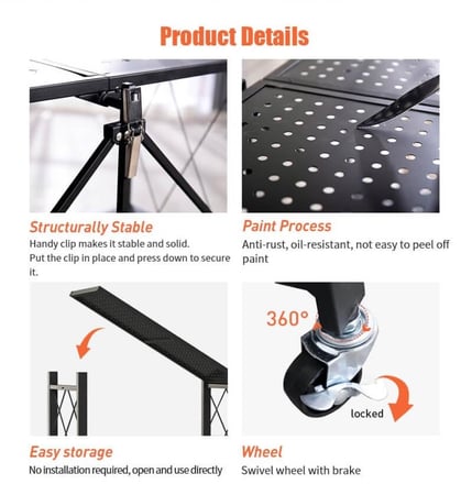 ارفف تخزين قابلة للطي متعدد المقاسات بعجلات دوارة من كونسبت هوم