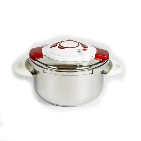 قدر ضغط ستانلس ستيل تركي 8 لتر ابيض واحمر