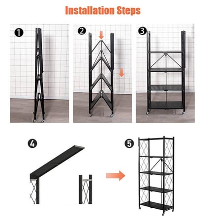 ارفف تخزين قابلة للطي متعدد المقاسات بعجلات دوارة من كونسبت هوم