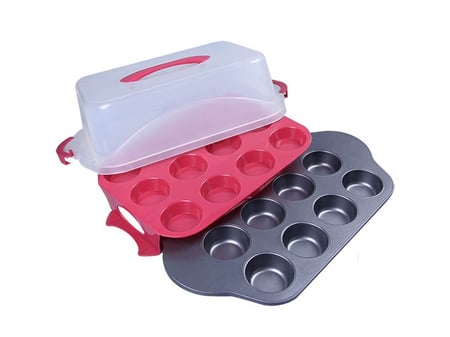 قوالب كب كيك مع حافظة يحتوي على 24 قطعة