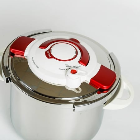 قدر ضغط ستيل تركي 12 لتر ابيض واحمر