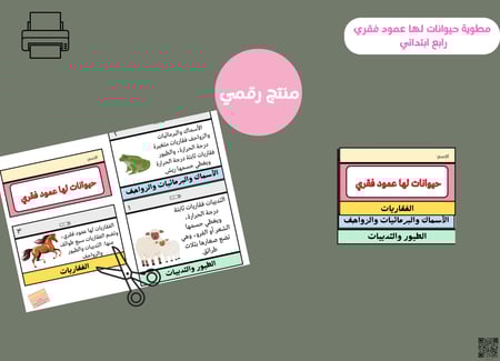مطوية حيوانات لها عمود فقري -رابع ابتدائي PDF