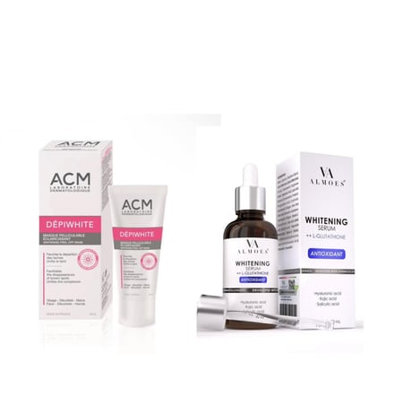 مجموعة التقشير وتفتيخ البشرة المكونة من كريم مقشر ايه سي ام وسيروم الج