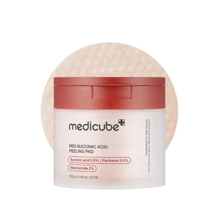 مسحات قطنية للتقشير بحمض السكسينيك والبانثينول الأحمر ميدكوب
