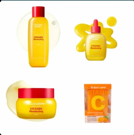 مجموعة ايكوال بيري فيتامين C المتكاملة لتفتيح البشرة | تونر + سيروم + كريم + صابونة فيتامين سي