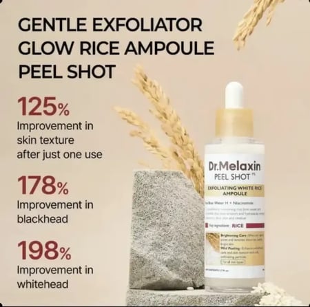 سيروم تقشير الأرز د.ميلاكسين Dr.Melaxin Peel Shot – مقشر ومفتح للبشرة بالنياسيناميد