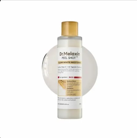 تونر الأرز دكتور ميلاكسين Glow White Rice Toner – تفتيح ونضارة وترطيب عميق 200 مل
