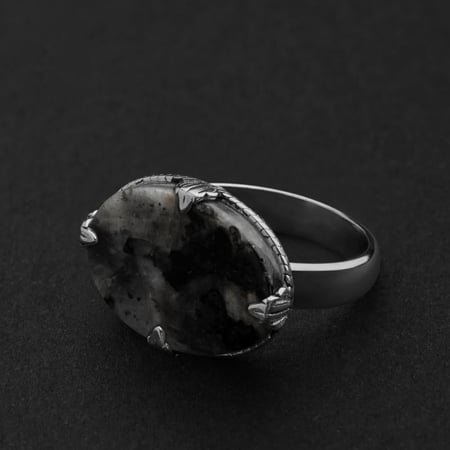 خاتم ملكي مقبض كلاسيكي فضه عيار 925 - اسمنتي