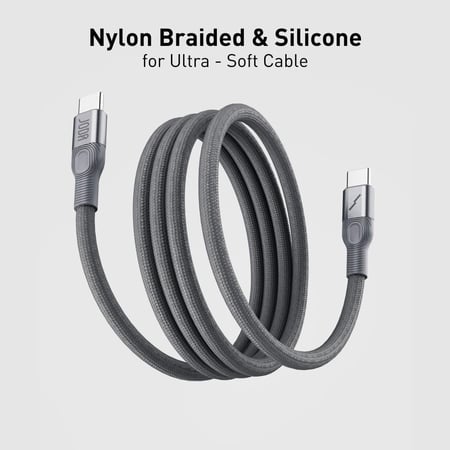 سلك JODA فليكس نايلون مضفر 60 واط تايب سي إلى تايب سي 1.2 متر تيتانيوم