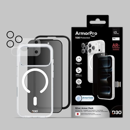 بكج ArmorPro (4 في 1) كفر ماج سيف شفاف + شاشة خصوصية + كفر وحماية عدسات - لآيفون 17 برو