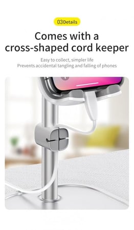 قاعدة تثبيت بيسوس للجوال والايباد على الطاولة - سلفر (فضي)